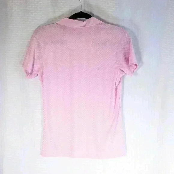Lopez/Nancy Lopez Size S DeLux Dri pink geometric embossed short sleeve polo - Picture 9 of 16